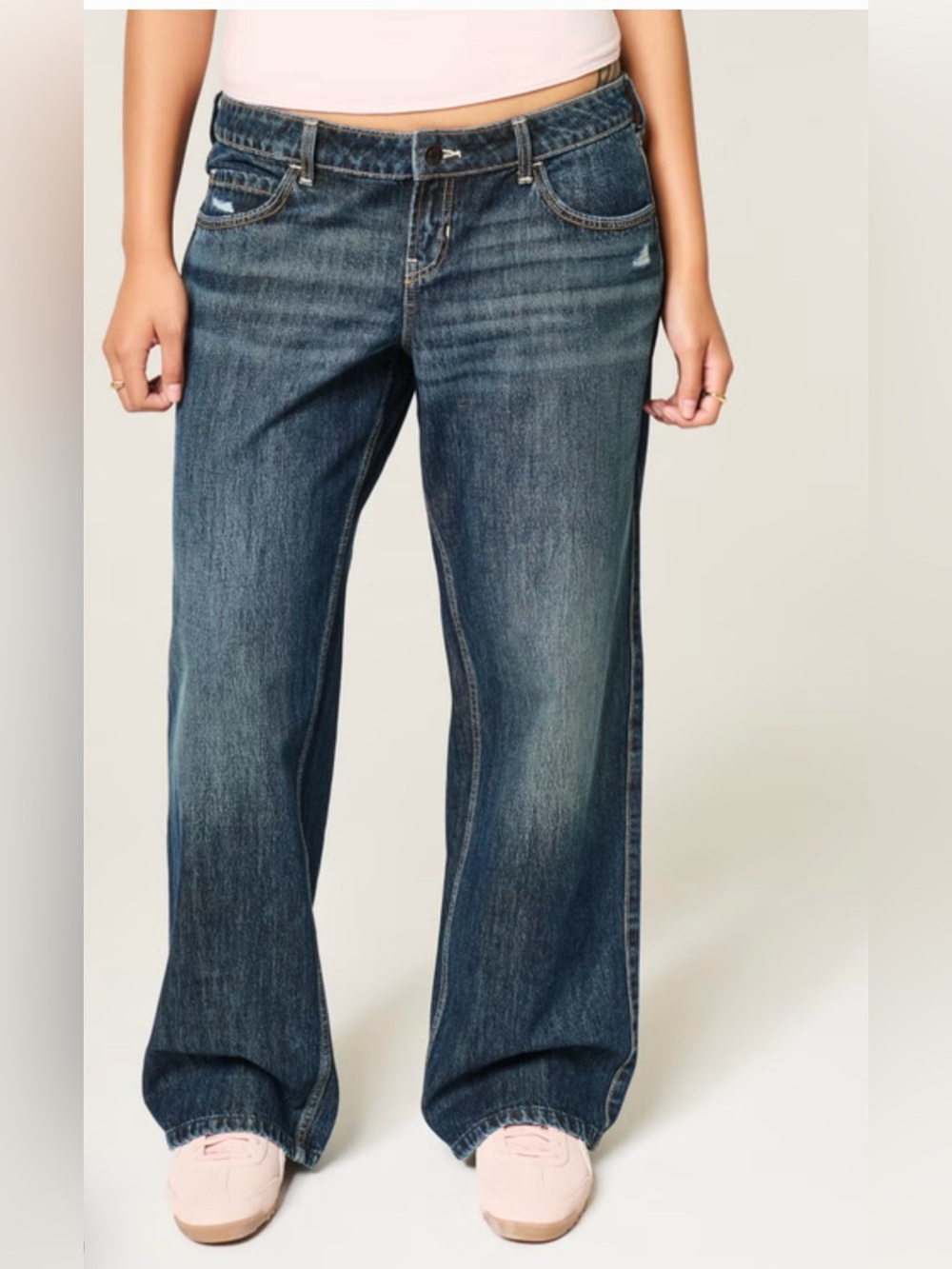 HOLLISTER LOW RISE BAGGY Women's Jeans - Blue Denim Relaxed Leg Opening